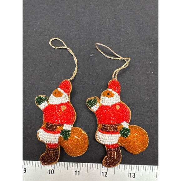 Handcrafted St Nicholas Parvex A Warsi Glass Beaded Santa Claus Ornaments Set 8 - Picture 7 of 12